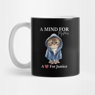 Mystery Mind Cat in a Blue Jacket Mug